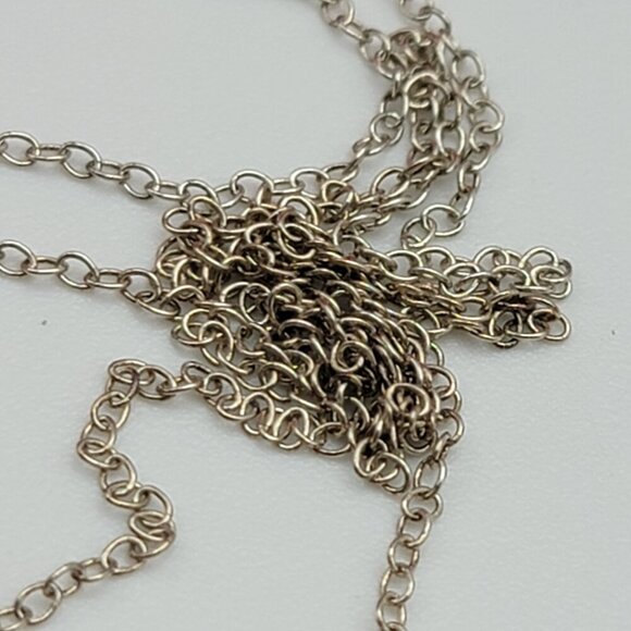 Vintage Sterling Silver Mother Or Pearl Flip Flops Necklace 18" Spring Ring - Picture 4 of 7